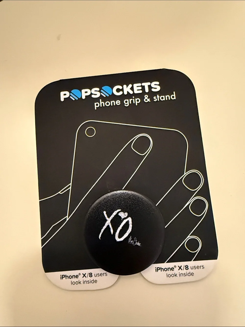 PopSocket Phone Grip & Stand - Black with White XO